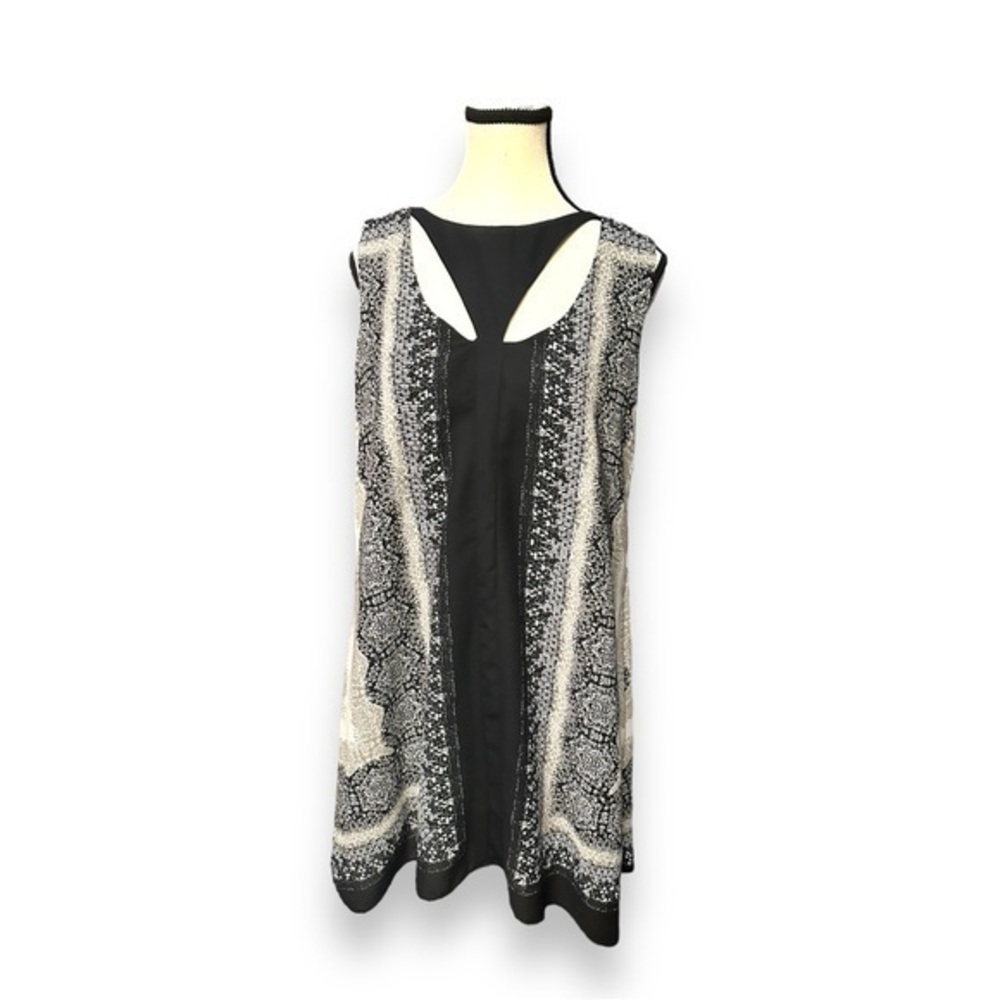 Vintage Women’s M 6 8 Philosophy Black Beige Boho Shift Dress Medium